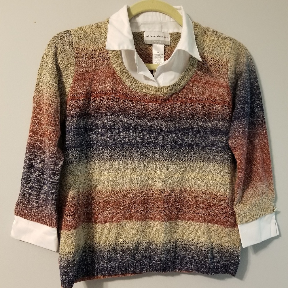 ALFRED DUNNER Sweater with Blouse Underlay